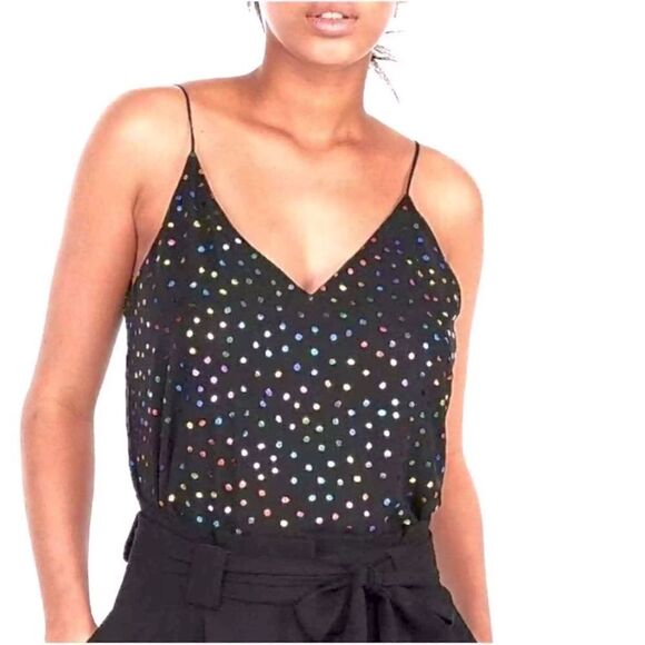 Express Double V Rainbow Foil Metallic Dot Downtown Cami L - Picture 1 of 5